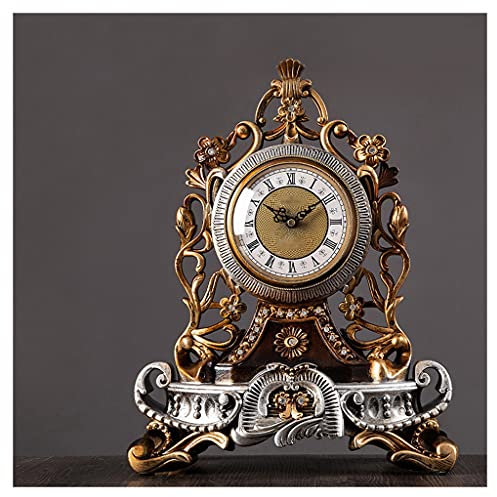 DUDSME Ventilation Fan European Style Retro Clock Desk Table Analog Clock Operated with Silent Sweep Mechanism Decoration Clock Home