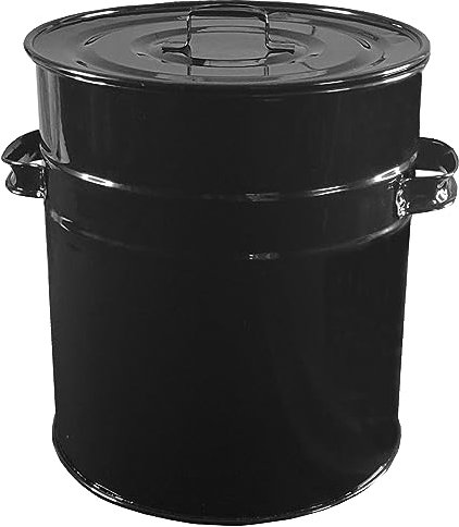 Ash Bin Bucket with Lid & Handles for Fireplaces Fire Pits Wood Coal Burning Stove Metal Charcoal Bin Box Outdoor or Indoor 15 Litre - Black
