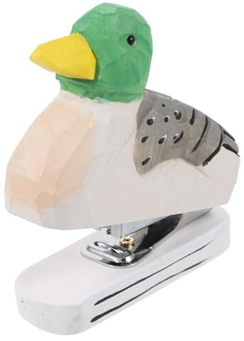 MAGICLULU Mini Desktop Stapler Funny Stationery Carved Wooden Stapler Paper Fasteners Stapler Paper Stapling Tool Ducks Animal Stapler Decorative Stapler White Goose Accessories Metal Office
