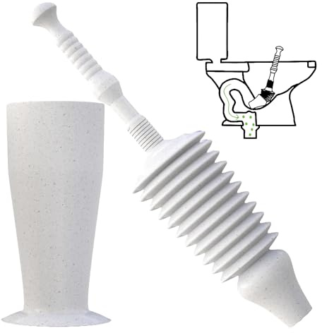 Buffalo Snake Toilet Plunger with Holder | More Power than Regular Toilet Plungers for Unblocking | Strongest Flexible Unblocker | Heavy Duty Plunger | Bellow Design for Low Flow Elongated Loos