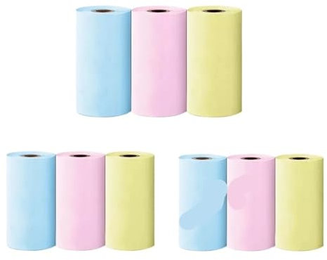 57 MM Rollen Mini Drucker Thermische Bunte Papier Label Aufkleber Selbstklebende Druckpapier for Mini Drucker Instant Druck Kamera Thermopapier (Color : 9 Pcs Color Paper)