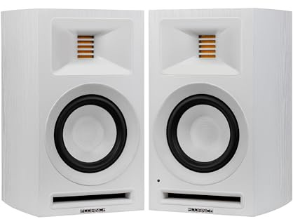 Fluance Ri71 Reference Stereo Powered Bookshelf Speakers with High Performance AMT Tweeters, 5 Drivers, 120W Amplifier for Music, Turntable, TV, PC - HDMI, Bluetooth, RCA & Subwoofer Out (White Ash)