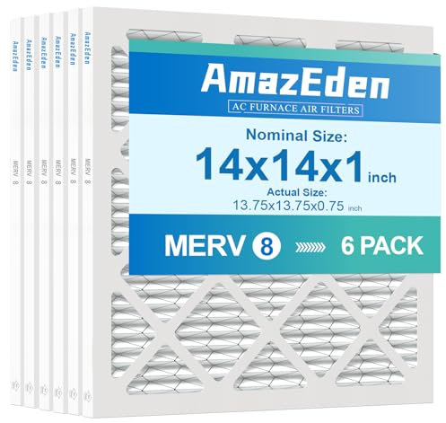 AmazEden 14 x 14 x 1 Luftfilter MERV 8 (6er-Pack) MPR 600 & FPR 5 AC Ofenfilter, plissiert, Staubschutz, Ersatz (tatsächliche Größe: 35 x 34 x 1,9 cm)