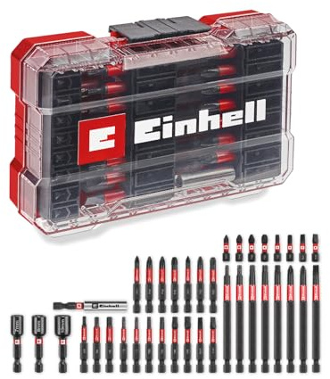 Original Einhell M-CASE 38-pièces impact-Bit-Set (embouts de 25 mm, 50 mm et de 90 mm, douilles à 6 pans, porte-embout de 60 mm, y compris boîte de rangement)