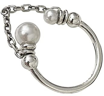 VALICLUD Perlenring Mit Verstellbarem Offenen Ring Perlenkette Aus Silber Für Damen Praktischer Schmuck Für Alltag