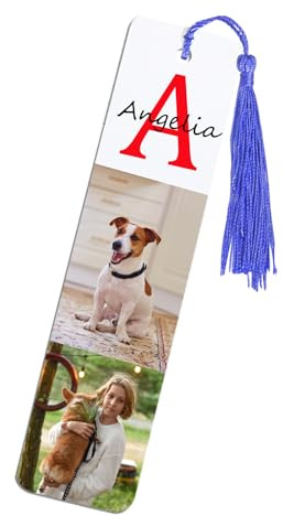 Lesezeichen - Personalisiertes Lesezeichen mit Initiale&Name - für Erwachsene & Kinder - Buchzeichen aus Metall mit Quaste - Geschenke für die Damenwelt, Mama, Oma