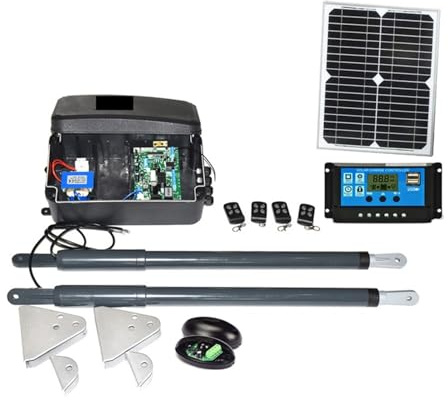 Ouvre-porte coulissant automatique, Kit de moteur d'ouverture de porte battante, opérateur de porte à énergie solaire DC 12V, robuste Kit système de sécurité pour portail coulissant(Kit3)