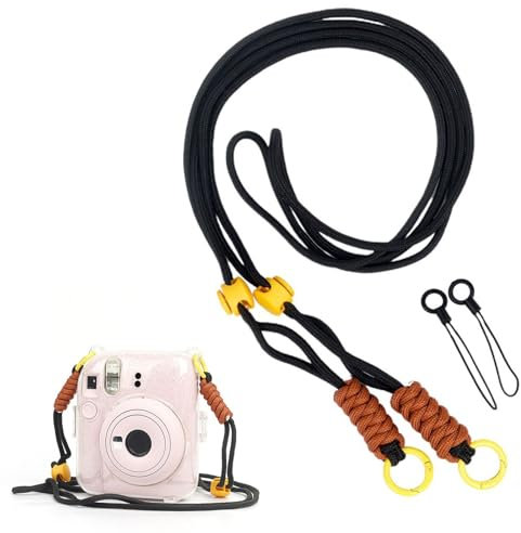 Sangle Appareil Photo, Courroie Appareil Photo, 120cm Camera Strap, Cordon Appareil Photo, Dragonne Appareil Photo, Bandoulière en Corde, Longue Bandoulière Multifonction Idéale pour les Caméras(Noir)