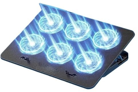 refrigerador para computadora portátil Enfriador de portátil para videojuegos de 13-18 pulgadas, seis ventiladores,almohadilla de refrigeración para portátil con luz LED Base Refrigeradora Portatil Ga