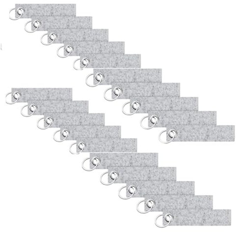 20 Stück Schlüsselanhänger Filz,Filzanhänger,Schlüsselanhänger Rohling mit Edelstahl Ring Blanko Filzanhänger,Beschriftbar Schlüsselring für DIY Handwerk Dekoration Taschen Basteln,13X3cm,Hellgrau