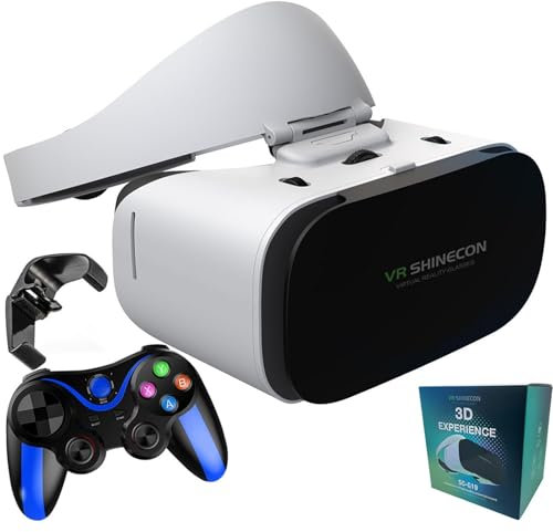 Visore VR 3D, Occhiali Intelligenti Cuffie Gioco Occhiali Display Video Regolazione Miopia 600°, per iPhone 16/15, Steam Deck, ROG, Mac, PC, Android E iOS(V13)
