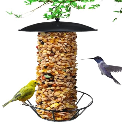 Distributore di mangime per uccelli da giardino, in metallo, per uccelli da appendere, in metallo, resistente, impermeabile, accessorio da giardino rustico per animali selvatici, balcone, terrazza