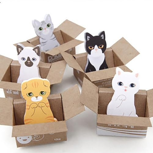 5er-Pack Haftnotizen, kleine Haftnotizen, niedliche Katzen-Haftnotizen, personalisierte Index-Aufkleber für Studenten, Büro, Haftnotizen transparent, lustig, sauber, abnehmbar