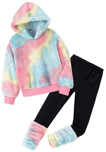 Arshiner Ragazza Set di Abbigliamento Invernale Bambine Felpa con Leggings Set Caldo e Morbido Due Pezzi Completi e Coordinati per Ragazze 11-12 Anni
