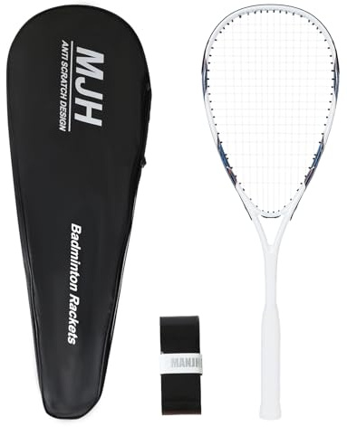 MANJHONG Squashschläger (Anfänger Rahmen) Aluminium Leichtgewicht Schläger mit Tasche & Griffbänd, Weiß