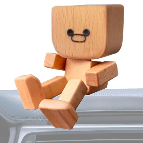 Lnhgh - Figura para hombre de madera oscilante | Hombre sacudiendo decoraciones de automóviles | Estatua decorativa para consola automotriz Scooters Sedan Pick-up camionetas y carreteras