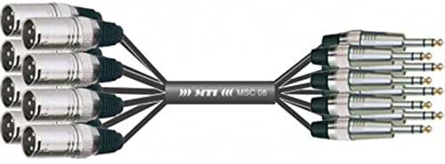 MUSIC STORE 10m Patchkabel, Stereo Klinke zu XLR 3-Pol Male, 8 symmetrische Kanäle, Vollmetallhaube, robust, langlebig, ideal für MTI-Analogloom