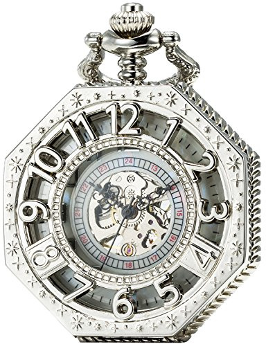 Sewor åttakantig-stil mekaniskt handblåst fickur, SILVER, Modern
