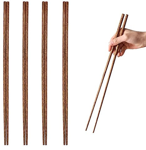 Bacchette Lunghe, 4 paia 38cm/14.9 inc Lunghe Bacchette Cinesi di Legno Hot Pot Bacchette di Cucina Friggere Bacchette di Cottura