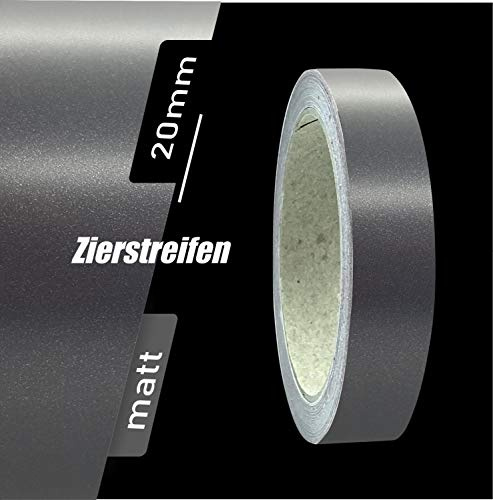 siviwonder Zierstreifen Matt anthrazit metallic 20mm Aufkleber grau Länge 10m Auto Boot Klebeband