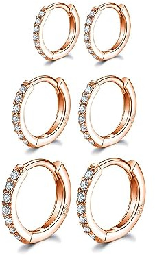 Silver Hoops Earrings for Women 925 Sterling Silver Sleeper Huggie Hinged Earrings