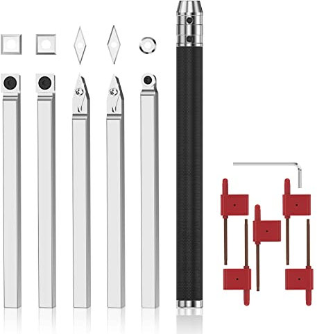 Burins de tour à bois en alliage d'acier - Outil de tournage du bois - Clé à insérer en carbure - Outils de coupe - Poignée en alliage d'aluminium - Outil de travail du bois (type 7)