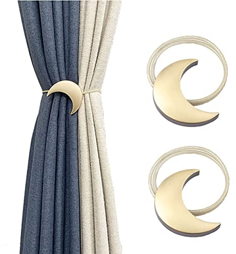 Magnetische Vorhang-Raffhalter, 2 Stück, Legierung, Mond, Vorhang-Clips, Seil, Halter, niedliche Meniskus-Fenster-Vorhang-Raffhalter für Zuhause, Büro, dekoratives