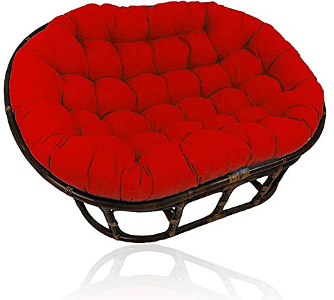 Papasansessel Kissen, Doppeltes Papasan Stuhlkissen, Doppeltes Wasserdichtes Papasan Sitzkissen, Papasan Patio Stuhlkissen, Outdoor Ei-Sitzkissen, Ohne Korbstuhl,Rot,170 * 120cm