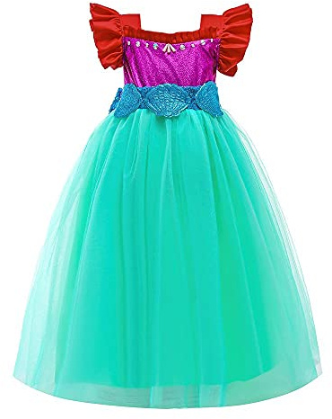 Lito Angels Kleine Meerjungfrau Prinzessin Arielle Kleid Kostüme Verkleidung für Kinder Mädchen Größe 9-10 Jahre 140, Rot Grün