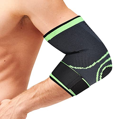 DOUBLE M Sport Ellenbogenschoner, Ellenbogenschoner für Epicondylitis, Tendinitis, Arthritis, Tennisarm, Golferarm, Neopren, atmungsaktiv, ideal für Sport, Einheitsgröße, Grün