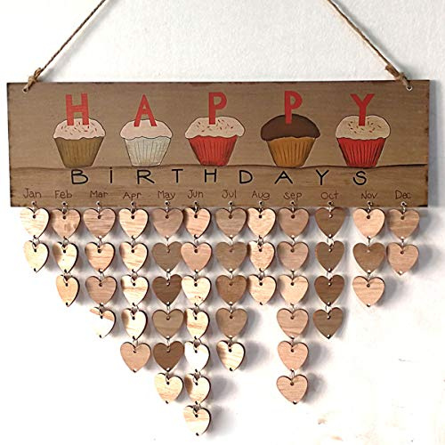 Felenny Tableau de rappel d'anniversaire pour la famille, les amis, les dates importantes, le calendrier à suspendre au mur avec 50 étiquettes