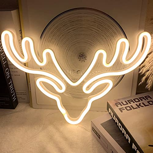 Luces de Neón Reno para Navidad, Cartel de Neón LED para Ciervos, Reno de Navidad con Luz de Neón Cartel de Neón LED con Forma de Reno para Fiesta de Navidad Decoración Casera Festiva Pared