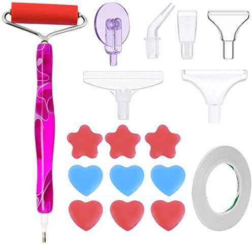 18 Stück 5d Diamond Painting Zubehör Stifte Set Diamant Painting Resin Pen Diamant Malerei Werkzeuge Kits Kunststoff 5D Ergonomic Diamond Art Roller Zubehör für DIY Stickerei Kinder Kunst