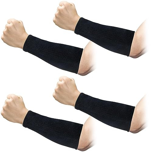 REDANHA 2 Pairs Arm Protection Sleeves Level 5 Protection Cut Burn Resistant Sleeve Anti Abrasion Forearm Cover Protector for Men Women (Black)