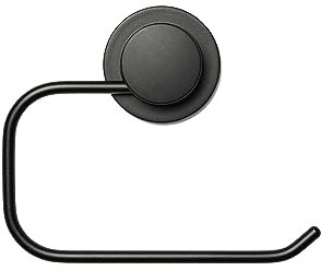 Croydex Stick 'n' Lock Black Toilet Roll Holder - Easy Bathroom Storage Solution, Self Adhesive, Matt Black Brackets, No Drilling Needed, Adhesive Pad for Flat Surface