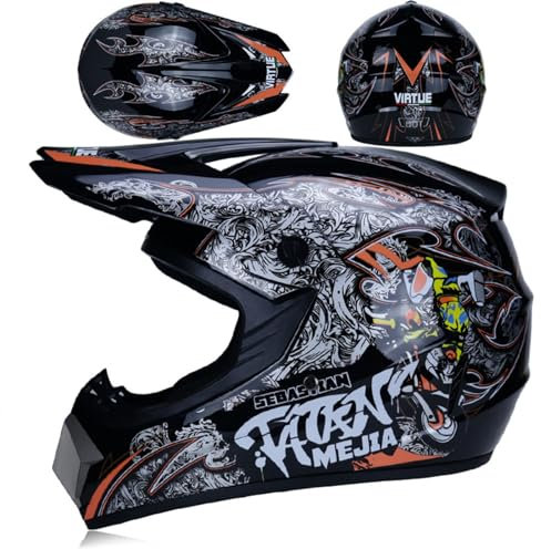 Casco Moto,Caschi integrali Casco da Motocross Certificazione ECE,Uomini E Donne Downhill Locomotiva Endurance Gara Anti-Collisione Di Sicurezza Casco G,M=57-58cm