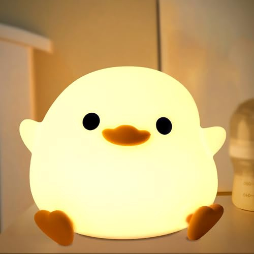 Attivolife Süßes Enten-Nachtlicht, Tier-weiche Silikonlampe mit Dimmbar + Timer, LED-Fütterungsnachtlicht Schlafzimmer Dekorationen, Geburtstagsgeschenke für Kinder Babys Frauen Mädchen Jungen