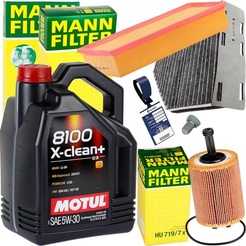 Inspektionspaket + 5L 5W-30 Öl für Golf 6 Passat 3C A3 8P 1.9/2.0 TDI