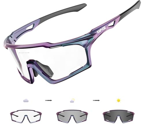 KAPVOE Selbsttönend Fahrradbrille für Herren Damen photochrome Sport Sonnenbrille Klar Rennrad Brille TR90 Rahmen Schnelle Radfahren MTB Radbrille mit UV400 Schutz Sportbrille für Laufen Fahren 10