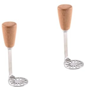MAGICLULU Kartoffelpresse Edelstahl Mit Holzgriff Rutschfester Handheld Kartoffelstampfer Für Gemüse Babynahrung Ergänzung Leicht Zu Reinigen Spülmaschinenfest Küche Und Outdoor