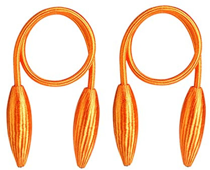 FUNOMOCYA Magnetische Vorhangschnalle Vorhang Raffhalter Aus Flexiblem Material Tragbarer Stanzfreier Vorhanggurt Für Wohnzimmer Schlafzimmer Küche Orange 2 Stück