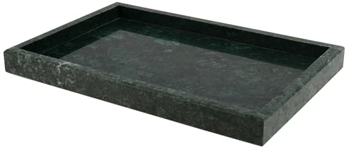 DAKFOOK Green Natural Marble Stone Tray, 30 x 20cm Rectangle Bathroom Tray, Decorative Vanity Organiser Dish for Coffee Table, Kitchen Counter