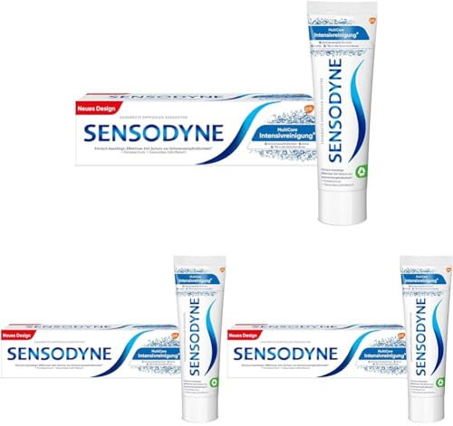 Sensodyne MultiCare Intensivreinigung° Zahnpasta, 75ml, tägliche Zahncreme mit Fluorid, bei schmerzempfindlichen Zähnen (Packung mit 3)