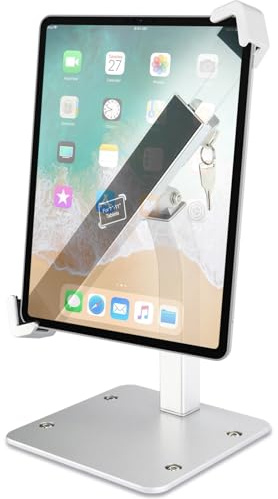 Dosvsi Anti Diebstahl Tisch Tablet Halterung, 360° Drehbarer Tablet Kiosk Ständer mit Schloss und Schlüssel, Matell POS Desktop Halter für iPad Pro 11 Air 5 4, Galaxy Tab, Z Fold, 7-11 Tablet