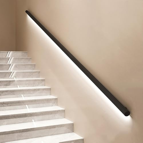 Yclty Pasamanos de Escalera para Escaleras Interiores, Barandilla de Escalera Moderna con Luz LED, Pasamanos Montados en La Pared, Negro(Size:Right-39 (100cm))