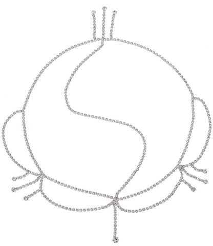 Teegxddy kopfkette Quasten - Geschichtete Kristall-Hochzeits-Kopfkette - Braut-Kopfschmuck - Hairwear Funkelnde Strass-Kopfbedeckungen - Festival-Haarschmuck für Damen und Mädchen