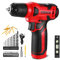 DEKOPRO Taladro Atornillador Inalámbrico 8V, con 10MM Portabrocas, LED Luz, Cable de Carga Tipo C, Accesorios 42 Piezas, Taladro Eléctrico para Perforar y Apretar/Aflojar Tornillos, Rojo
