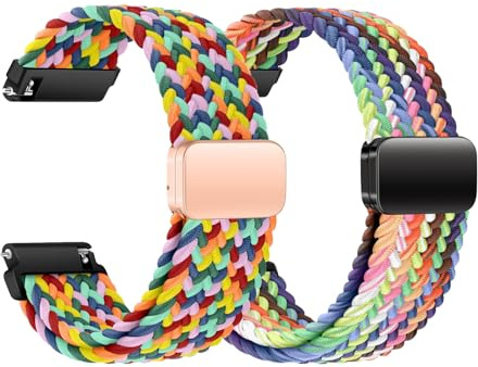 KUBFDL Nylon Uhrenarmband 22mm 20mm 18mm Elastisch Armband mit Magnetisch Verschluss für Damen Herren Schnellverschluss Smartwatches Ersatzarmband Verstellbares Atmungsaktive Sport Uhrenarmbänder