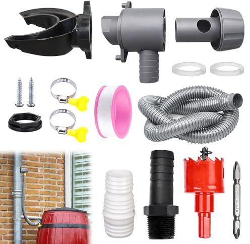 Regenwassersammler, 70-100mm Fallrohr Regensammler, Regentonnen Verbinder Set Mit 1m Schlauch, Regentonnen Anschluss Verbinder Set, Regentonnen Verbindungsset Für Regentonne Wassertanks
