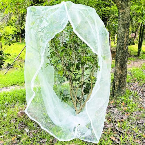 ZZMYSYXL Garden Netting, 180x200CM Fruit Tree Net with Drawstring and Zipper, Plant Cover Bag Row Cover Barrier Protection Net for Birds Animals, Garden Cover for Tree Flower Fruit Crop (1 Pack)